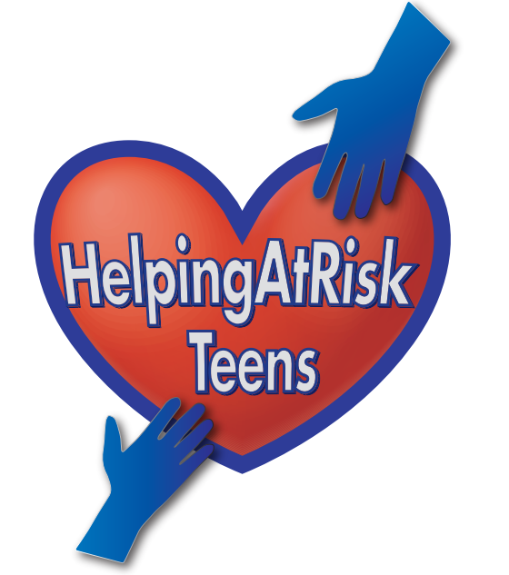 A heart with the words " helpingatrisk teens ".