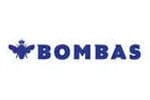 A blue and white logo of bomba