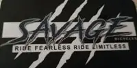 A black and white picture of the savage logo.