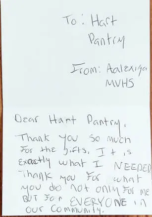 A note from an individual to the pantry.