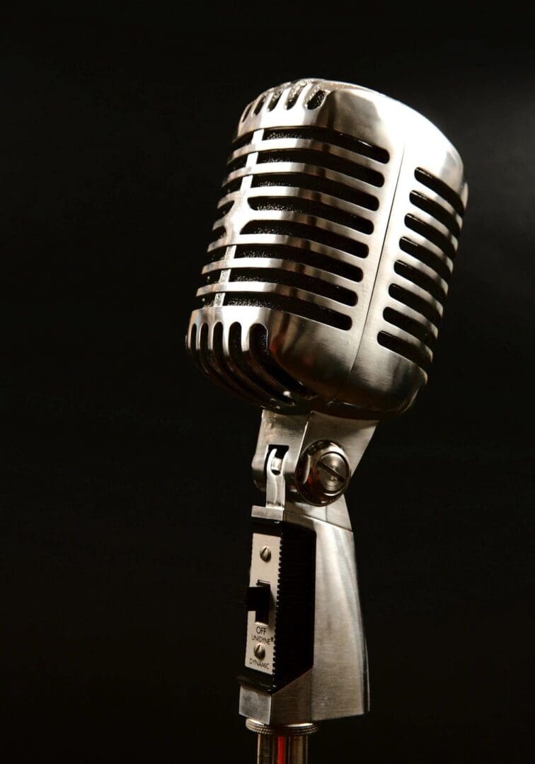 closeup shot of a mic and black background